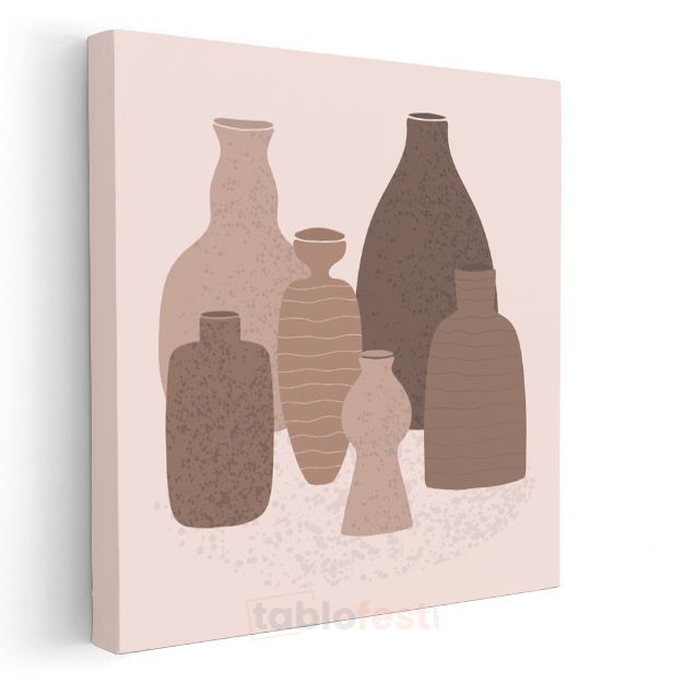 Seramik Koleksiyonu - Minimalist Toprak Tonları Kanvas Tablo