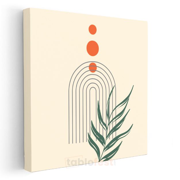 Geometrik Denge - Botanik Minimalist Kompozisyon Kanvas Tablo
