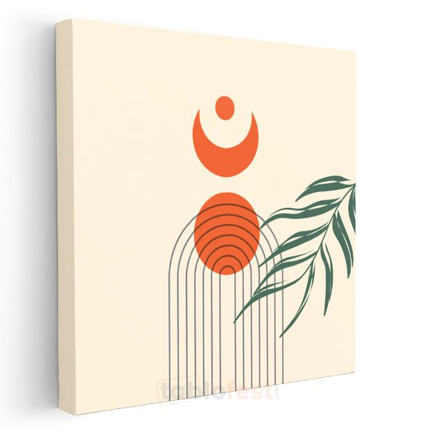 Ay Işığı Botanik - Geometrik Minimalist Kompozisyon Kanvas Tablo