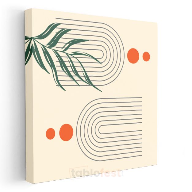 Çift Yay - Botanik Geometrik Soyut Desen Kanvas Tablo