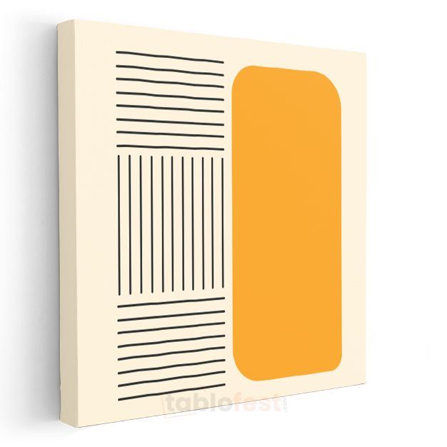 Modern Denge - Turuncu Blok ve Çizgi Desenleri Geometrik Kanvas Tablo