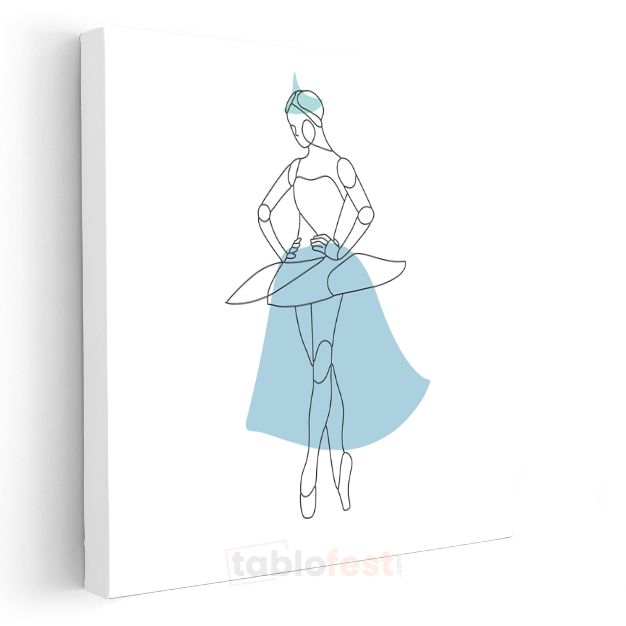 Tutu Dansçısı - Minimalist Vektörel Sanat Kanvas Tablo