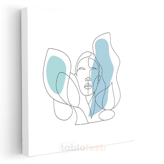 Soyut Yüz - Minimalist Portre Çizim Kanvas Tablo