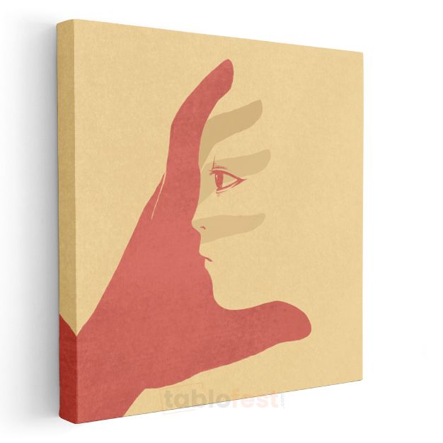 Kırmızı Profil - Minimalist Soyut Portre Kanvas Tablo