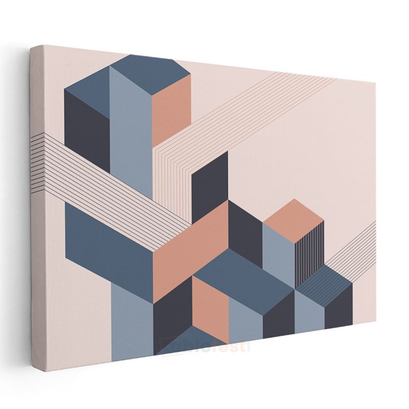 Geometrik Küpler - Modern Mimari Kompozisyon Kanvas Tablo