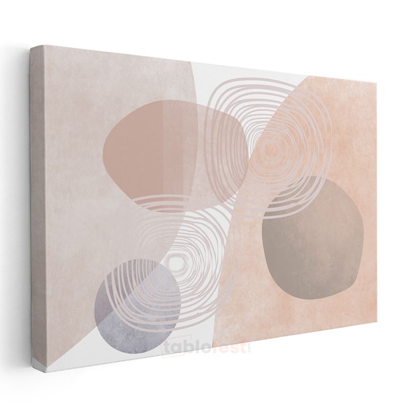 Organik Formlar - Pastel Tonlarda Minimalist Kompozisyon Kanvas Tablo