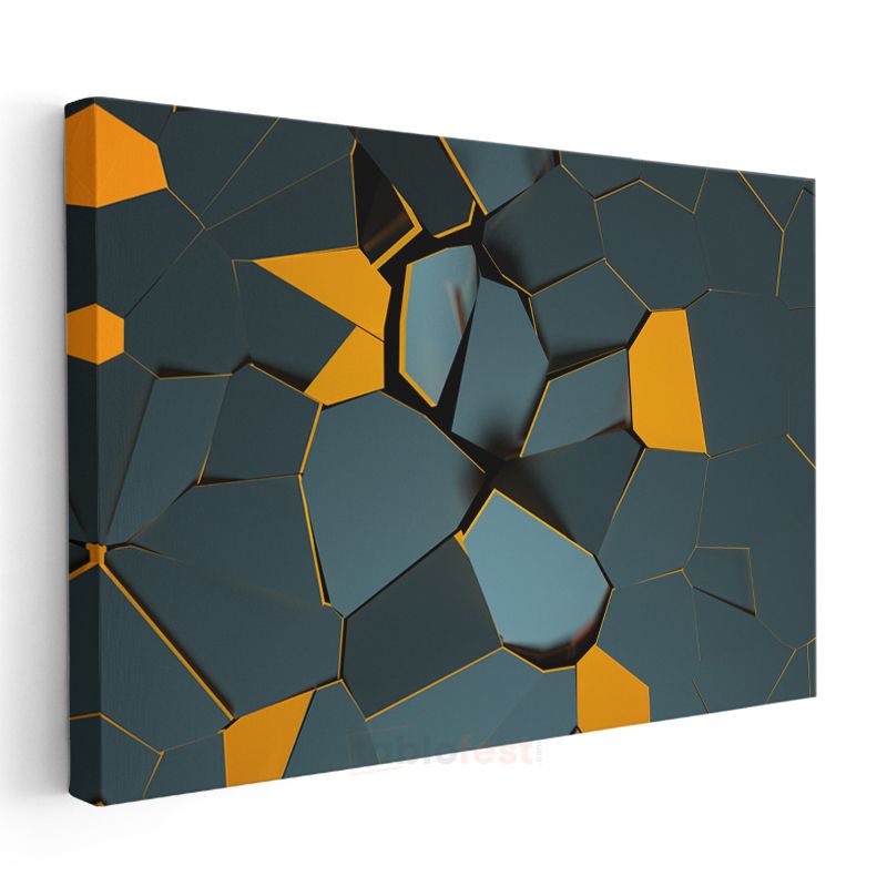 Modern Mozaik - Üç Boyutlu Geometrik Formlar Kanvas Tablo
