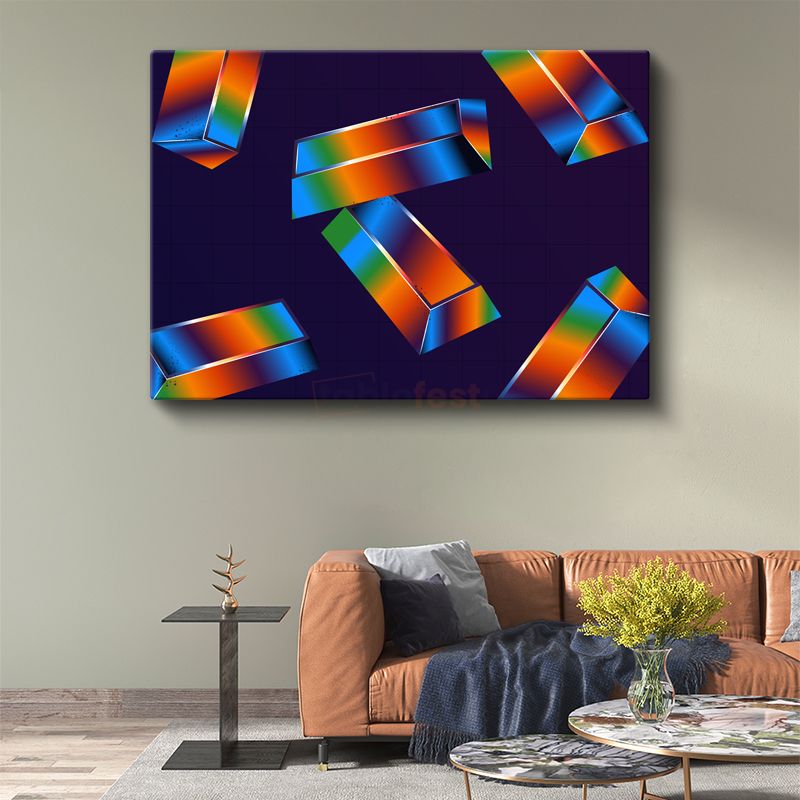 Geometrik Prizmalar - Gökkuşağı Renklerde 3D Soyut Kanvas Tablo
