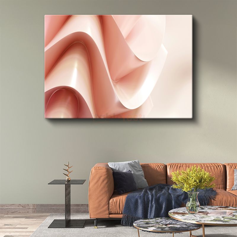 Yumuşak Katmanlar - Pembe Tonlarda 3D Dalgalı Formlar Kanvas Tablo