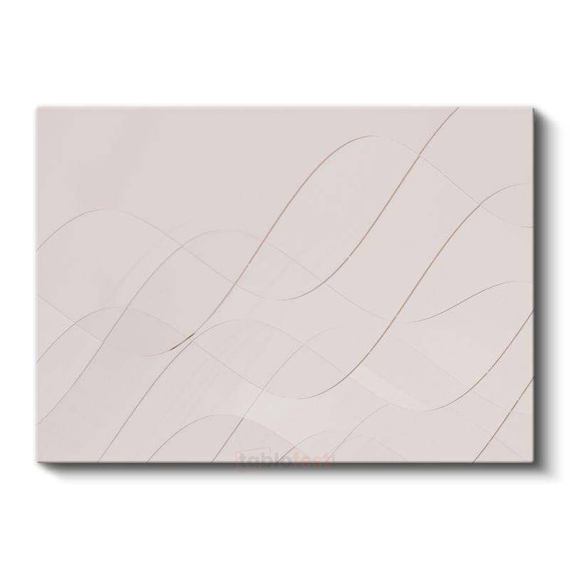 İnce Çizgiler - Bej Zeminde Minimalist Dalgalı Desenler Kanvas Tablo