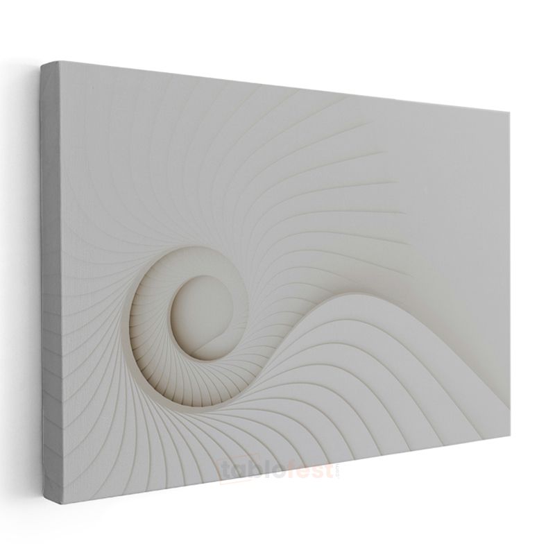 Minimalist Spiral - Beyaz Tonlarda Sonsuzluk Formu Kanvas Tablo