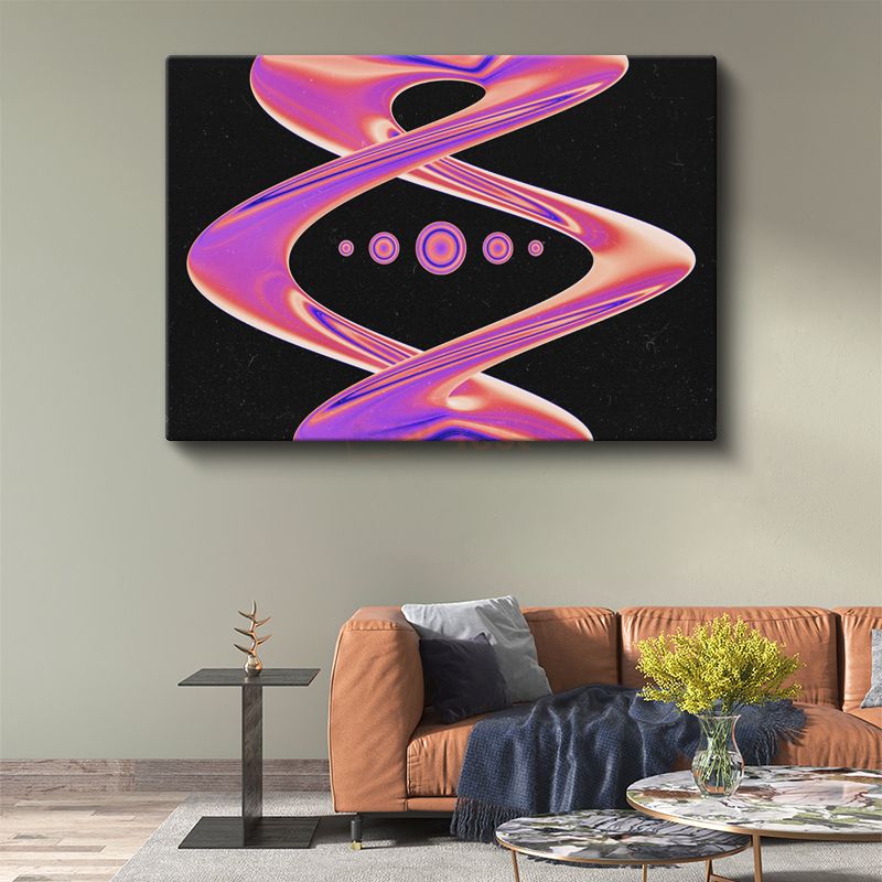 Sonsuzluk Dansı - Mor Neon Işıltılı Geometrik Soyut Kanvas Tablo