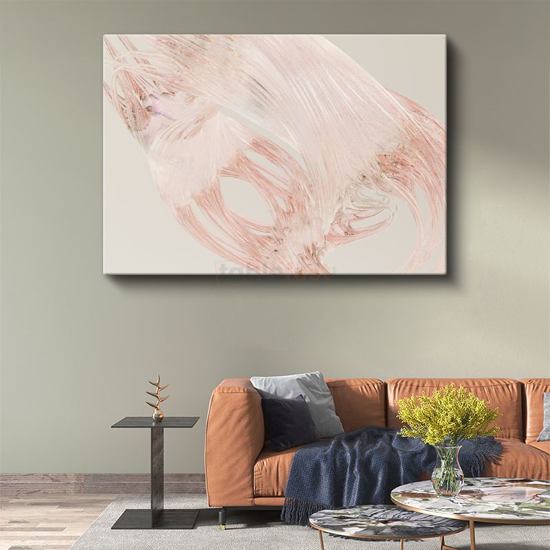 Zarif Akış - Pembe Fırça Darbeleri Minimalist Kanvas Tablo
