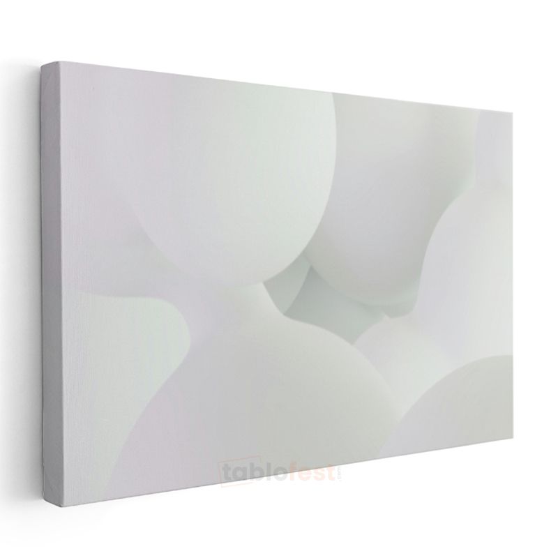Beyaz Huzur - Minimalist Yumuşak Formlar Monokrom Kanvas Tablo