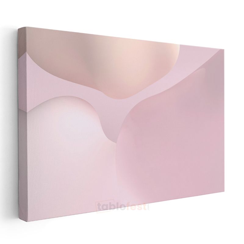 Pembe Soyut - Yumuşak Geçişli Minimalist Formlar Kanvas Tablo