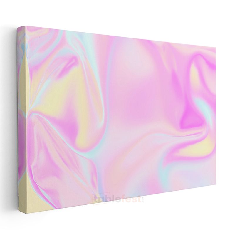 Pastel Akışkan - Pembe Sarı Dalgalı Desenler Kanvas Tablo