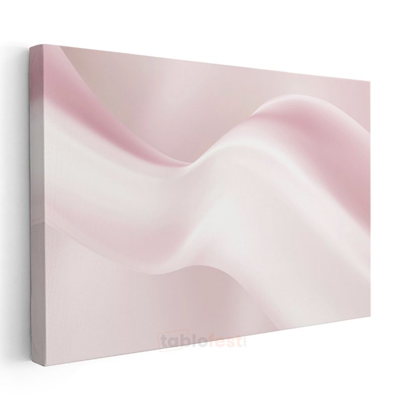 Pembe Dalgalar - Yumuşak Tonlarda Minimalist Soyut Kompozisyon Kanvas Tablo
