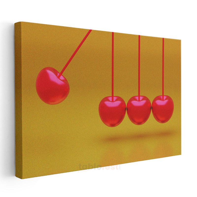 Kinetik Kirazlar - Minimalist Sarı Kontrast Kanvas Tablo