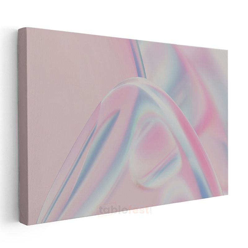 Holografik Kavis - Pastel Pembe Minimalist Form Kanvas Tablo