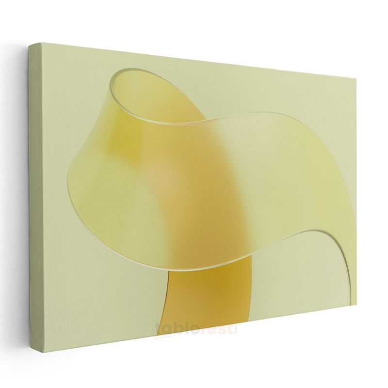 Sarı Akışkan Form - Minimalist 3D Soyut Tasarım Kanvas Tablo