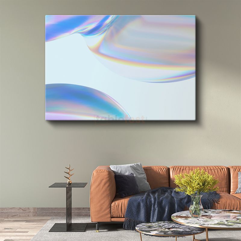 Holografik Dalgalar - Gökkuşağı Renkli Minimalist Akışkan Formlar Kanvas Tablo
