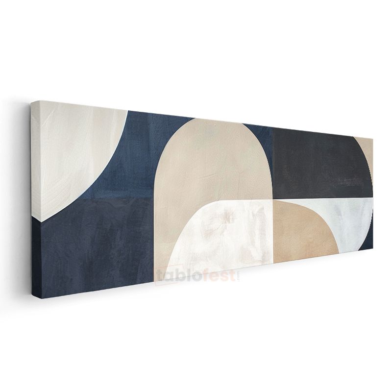 Geometrik Denge - Minimalist Yarım Daire Kompozisyonu Kanvas Tablo
