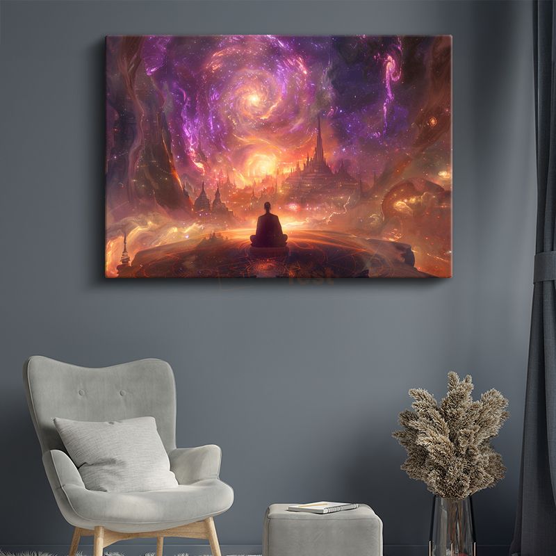 Ruhsal Yolculuk - Kozmik Enerjiyle Bütünleşen Meditasyon Anı Kanvas Tablo