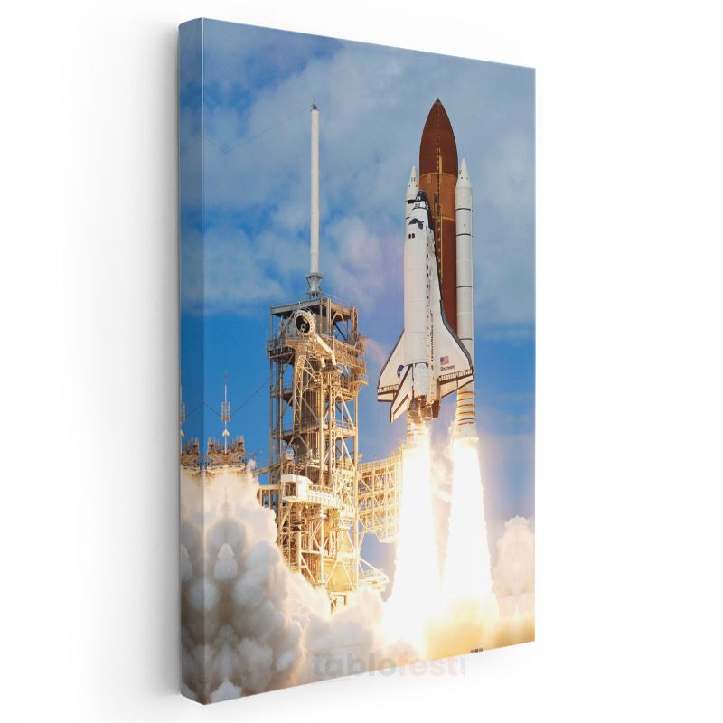 Space Shuttle Discovery - Fırlatma Anı Uzay Aracı Kanvas Tablo