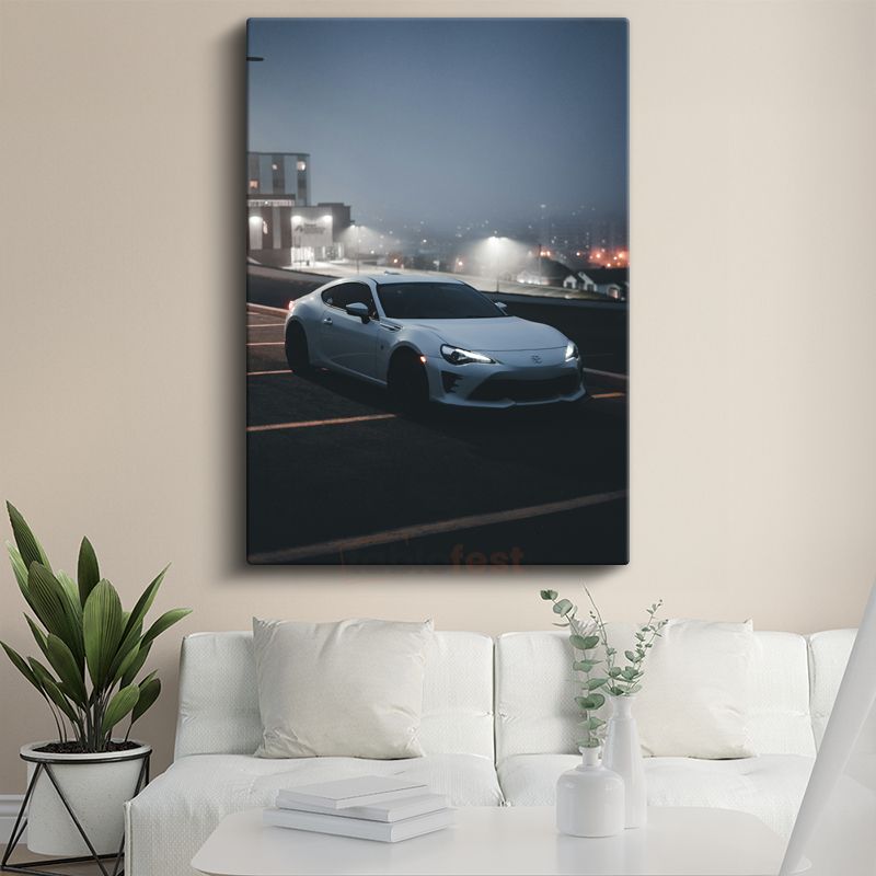Toyota GT86 - Gece Şehir Manzaralı Kanvas Tablo