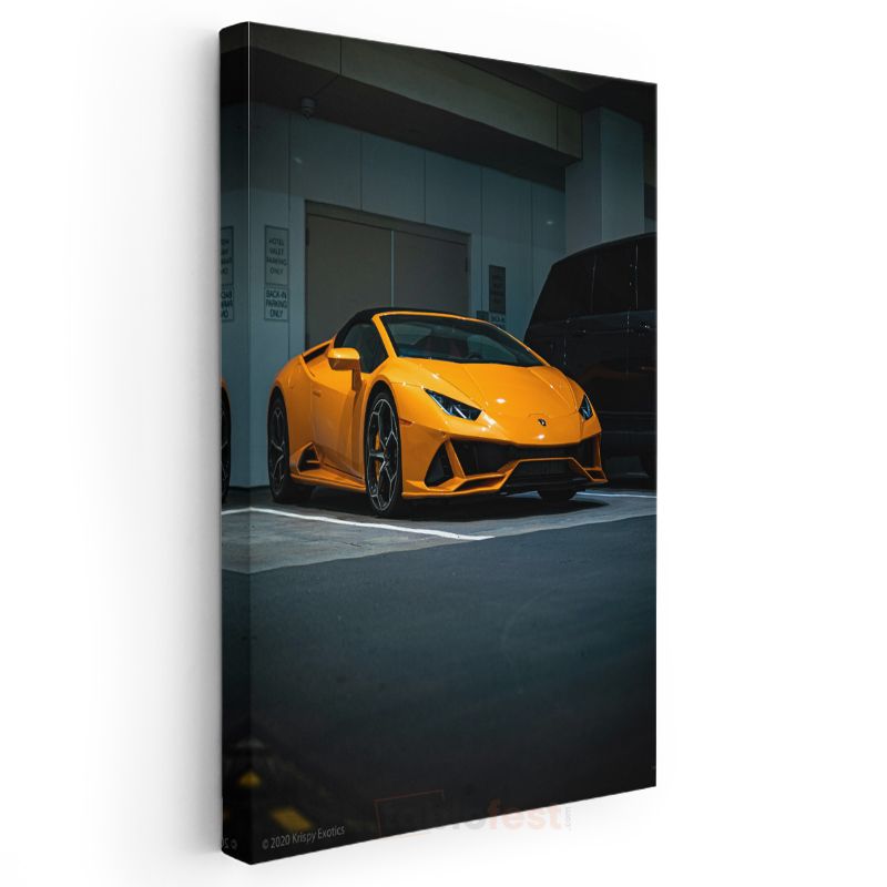 Lamborghini Huracan - Turuncu Gövdesiyle Göz Alıcı İtalyan Süper Otomobil Kanvas Tablo