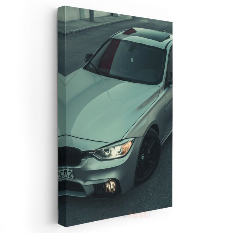 BMW 3 Serisi - Gümüş Gövdeli Premium Alman Sedan Kanvas Tablo