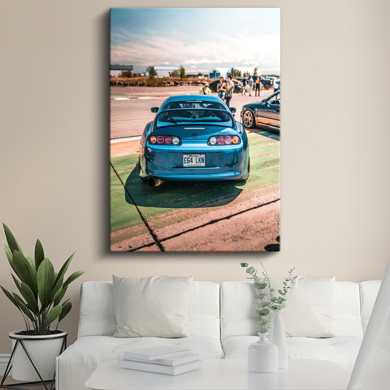 Toyota Supra - Mavi Modifiyeli Japon Spor Arabası Kanvas Tablo