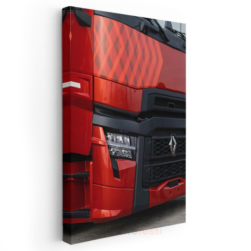 Renault Trucks - Modern Kırmızı Tır Ön Tasarımı Kanvas Tablo