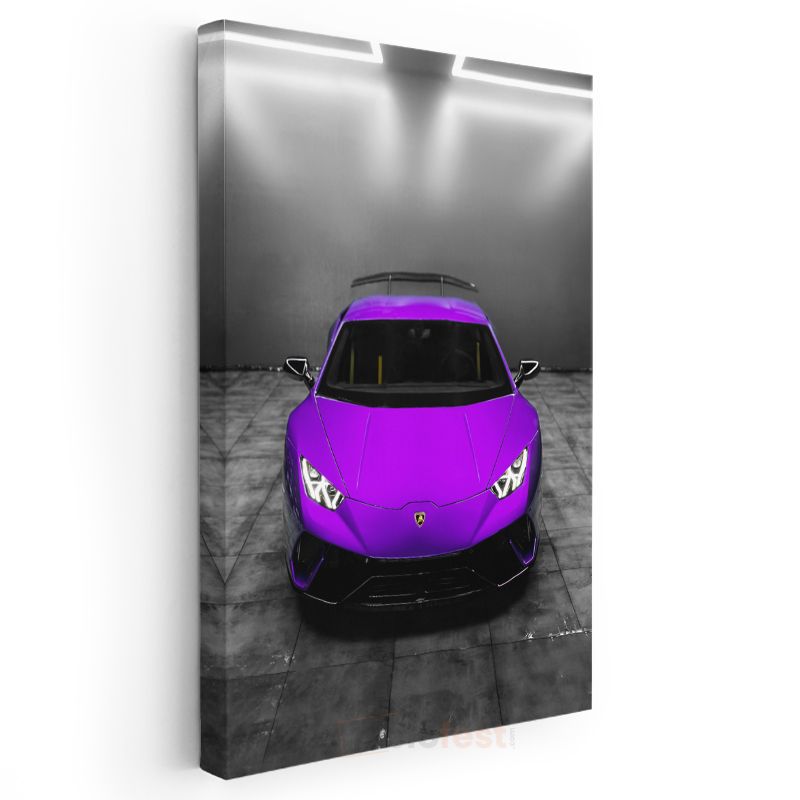 Lamborghini Huracan - Mor Süper Spor Otomobil Kanvas Tablo