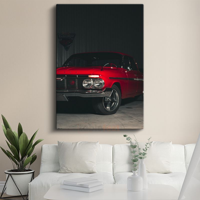 Chevrolet Impala - Kırmızı Klasik Amerikan Muscle Car Kanvas Tablo