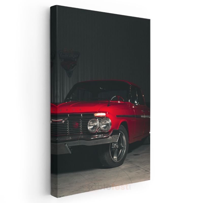 Chevrolet Impala - Kırmızı Klasik Amerikan Muscle Car Kanvas Tablo