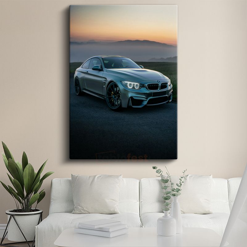 BMW M4 - Alacakaranlıkta Gri Alman Performans Kupesi Kanvas Tablo