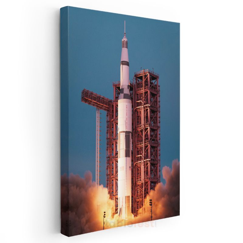Saturn V Roket - Fırlatma Anında NASA Uzay Aracı Kanvas Tablo