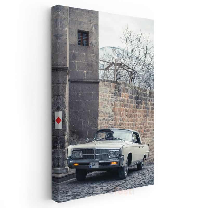 Chrysler Imperial - Krem Rengi Klasik Amerikan Sedan Kanvas Tablo