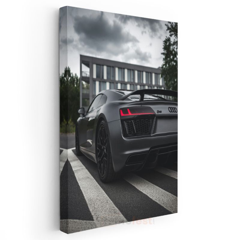 Audi R8 - Mat Siyah Alman Süper Otomobili Kanvas Tablo