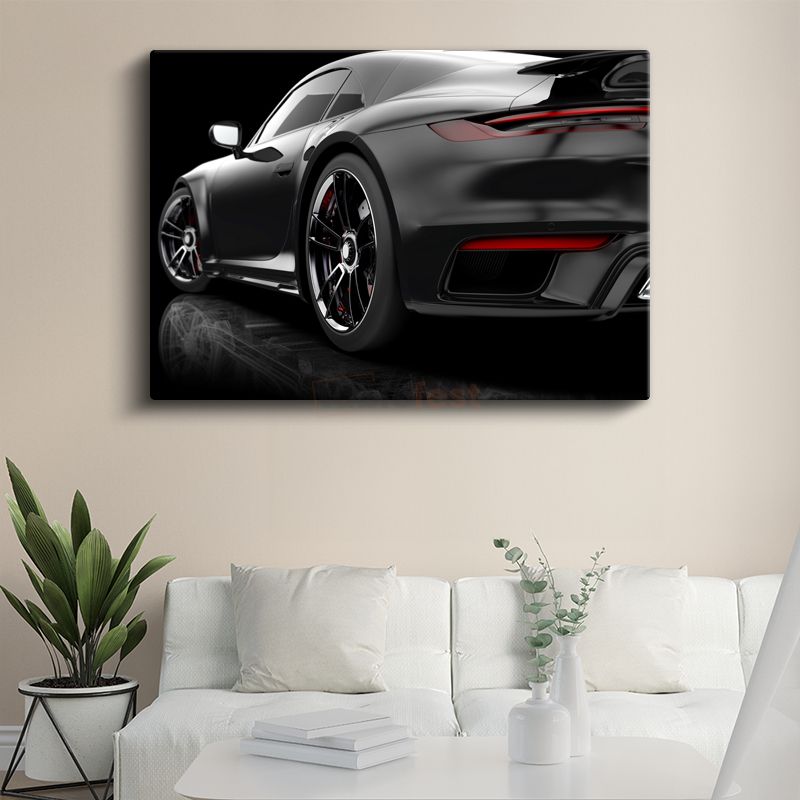 Porsche 911 - Siyah Spor Otomobil Detay Kanvas Tablo