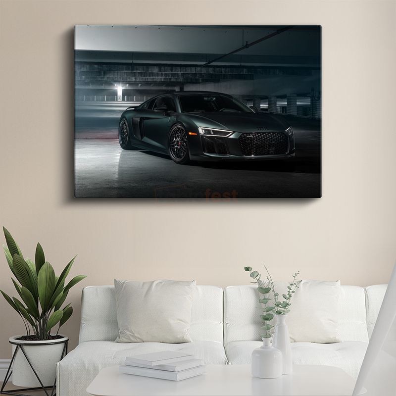 Audi R8 - Mat Siyah Süper Otomobil Kanvas Tablo