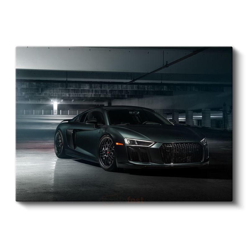 Audi R8 - Mat Siyah Süper Otomobil Kanvas Tablo