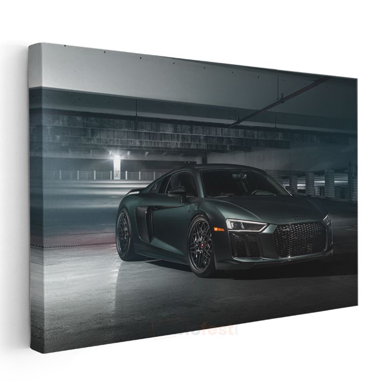 Audi R8 - Mat Siyah Süper Otomobil Kanvas Tablo