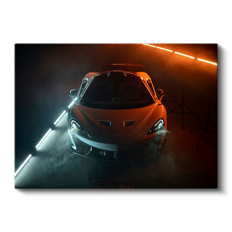 McLaren 720S - Turuncu Spor Otomobil Gece Görünümü Kanvas Tablo