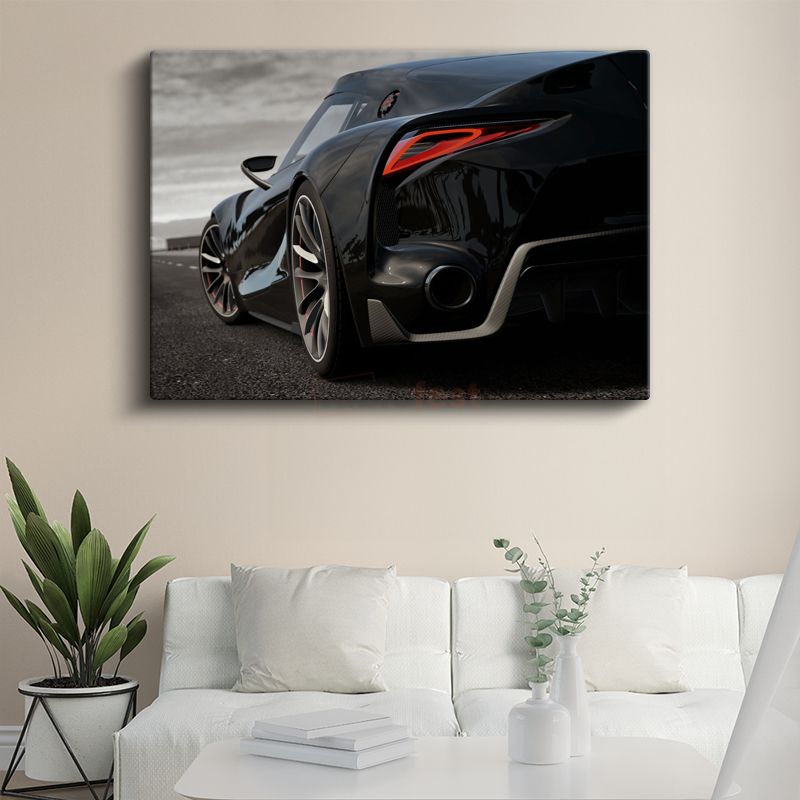 Toyota Supra - Siyah Spor Otomobil Arka Detay Kanvas Tablo