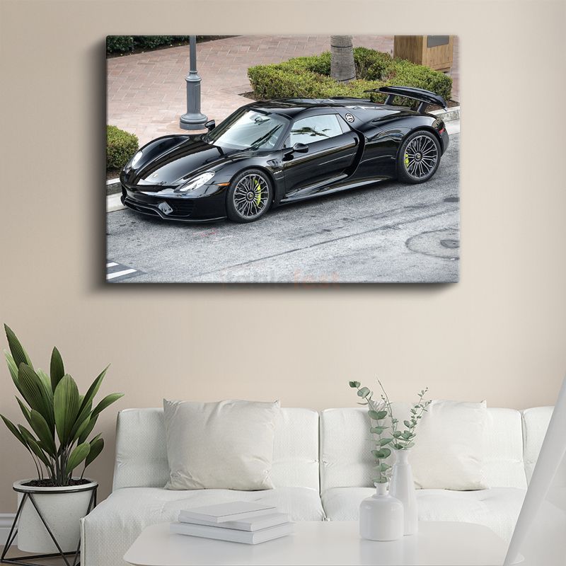 Porsche 918 Spyder - Siyah Süper Otomobil Kanvas Tablo