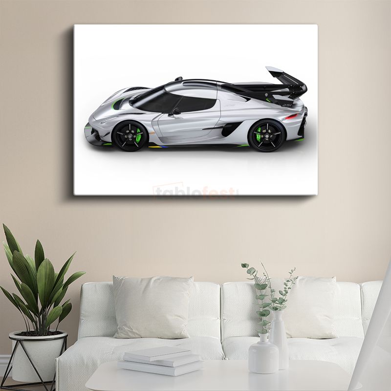 Koenigsegg Jesko - Gümüş Hipercar Kanvas Tablo