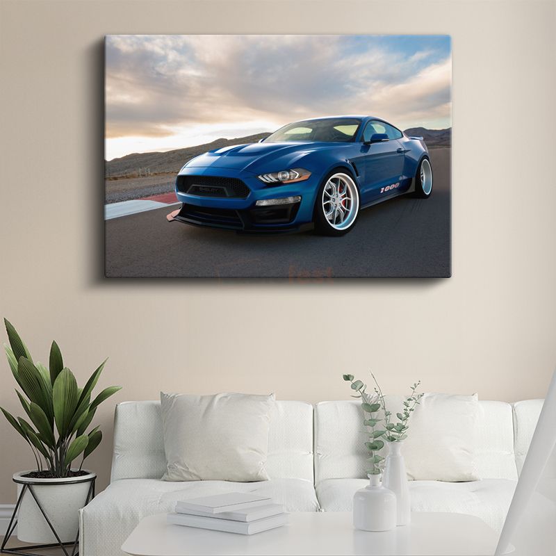 Ford Mustang Shelby 1000 - Mavi Amerikan Muscle Car Kanvas Tablo