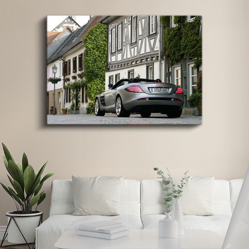 Mercedes-Benz SLR McLaren - Tarihi Sokakta Lüks Performans Kanvas Tablo